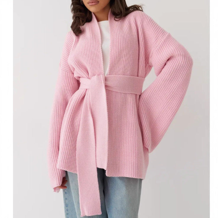 Women's Belted Knitted Cardigan Jacket