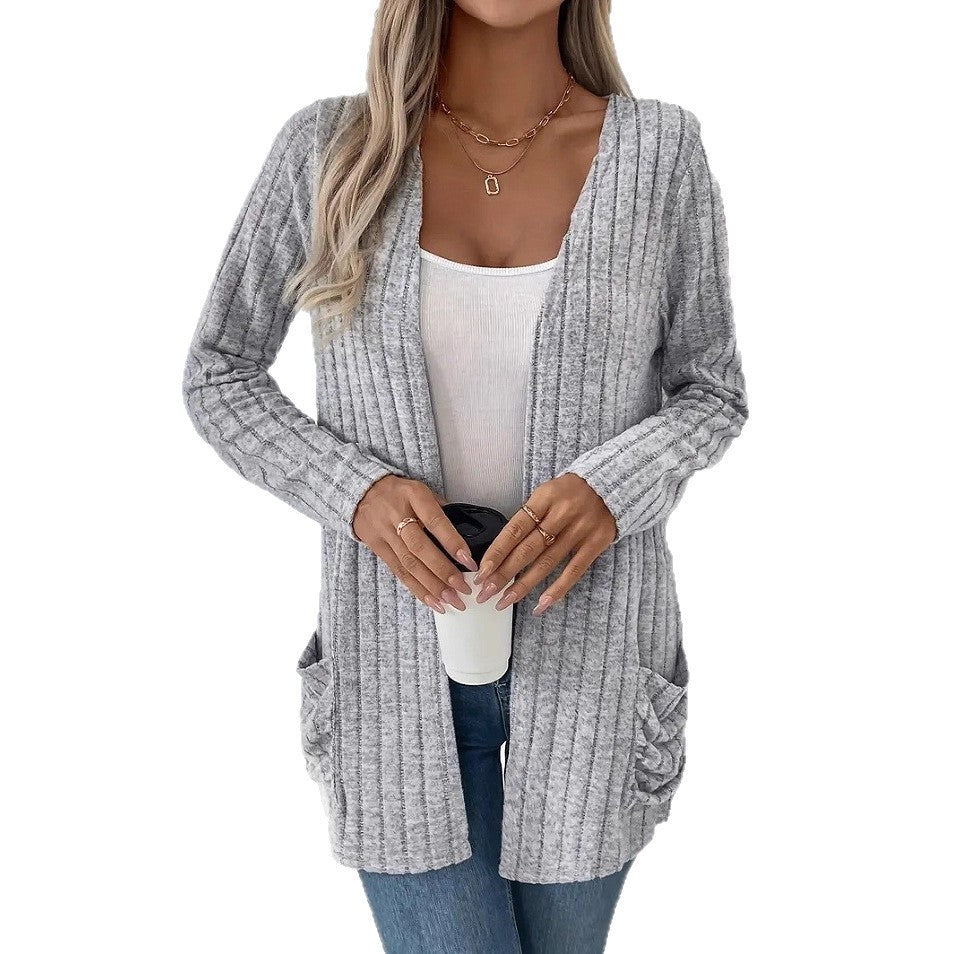 Women's Long Sleeve Cardigan with Pockets