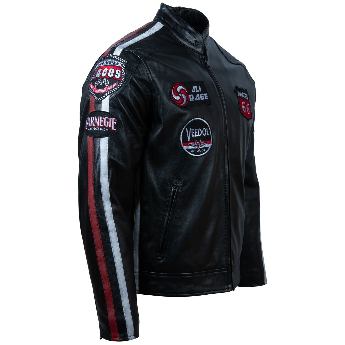 Men's Black Racing Biker Jacket - Sheepskin Leather
