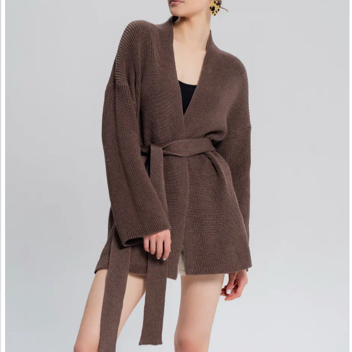 Women's Belted Knitted Cardigan Jacket