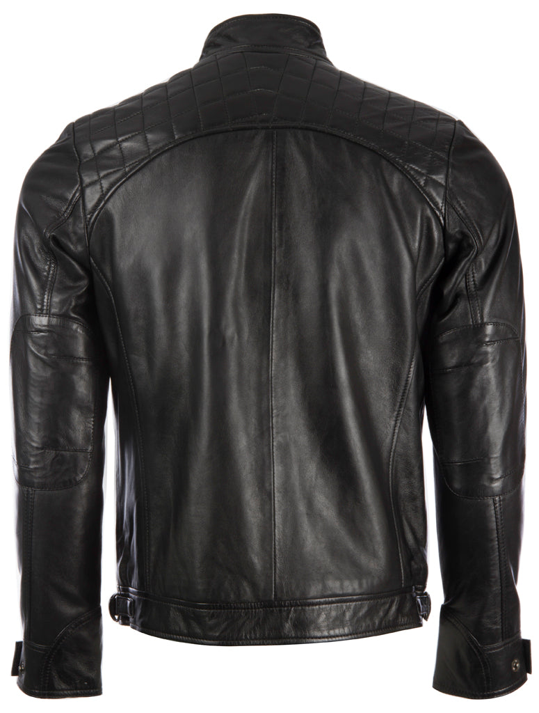Men's Black Sheepskin Leather Biker Jacket