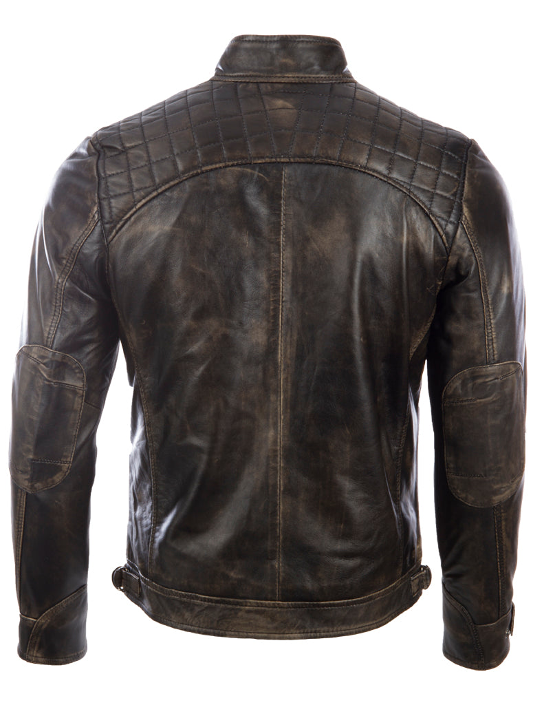 Brown leather jacket on a white background