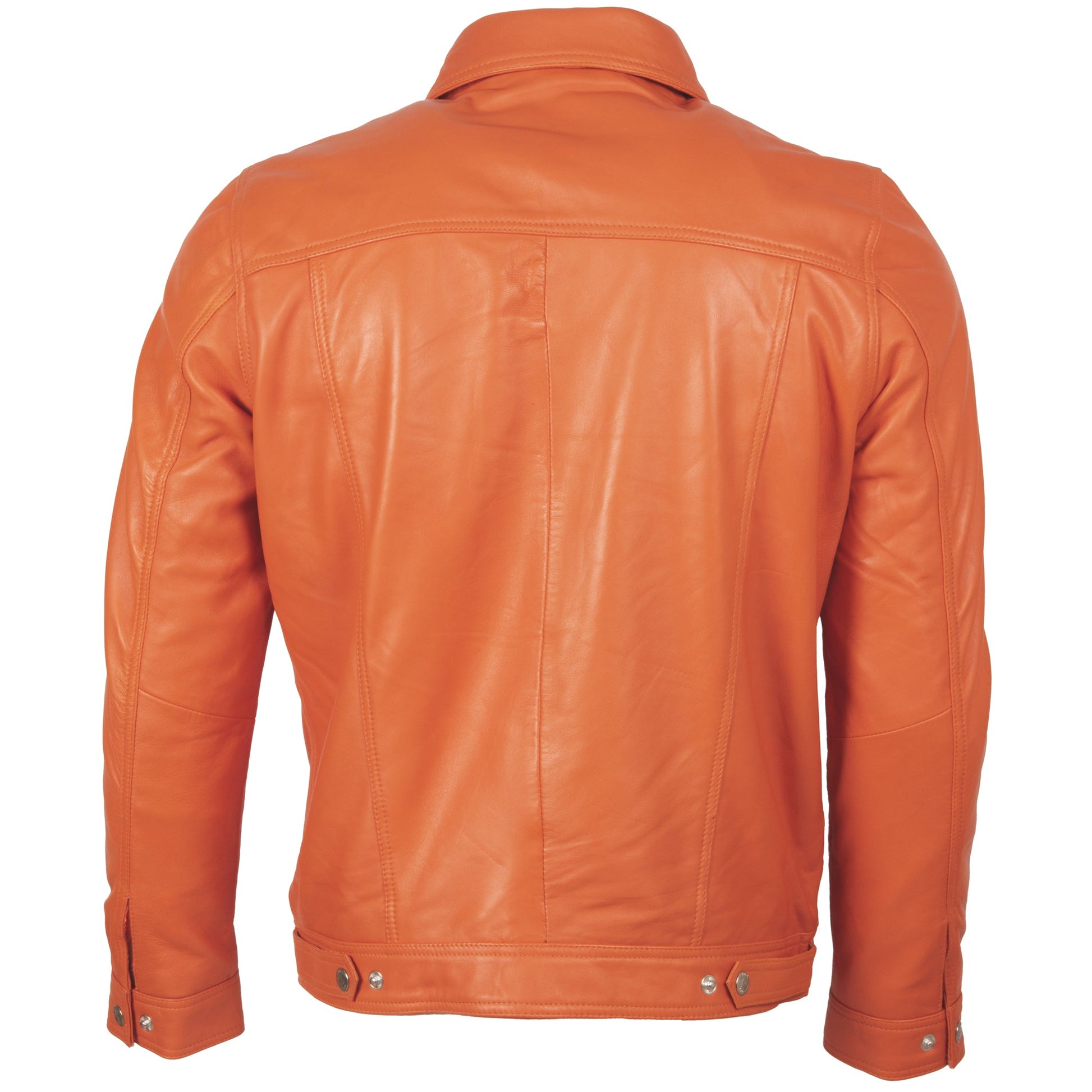 Orange leather jacket on a white background