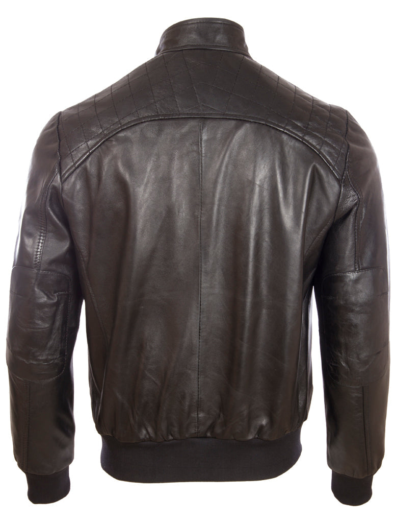 Black leather jacket on a white background back view