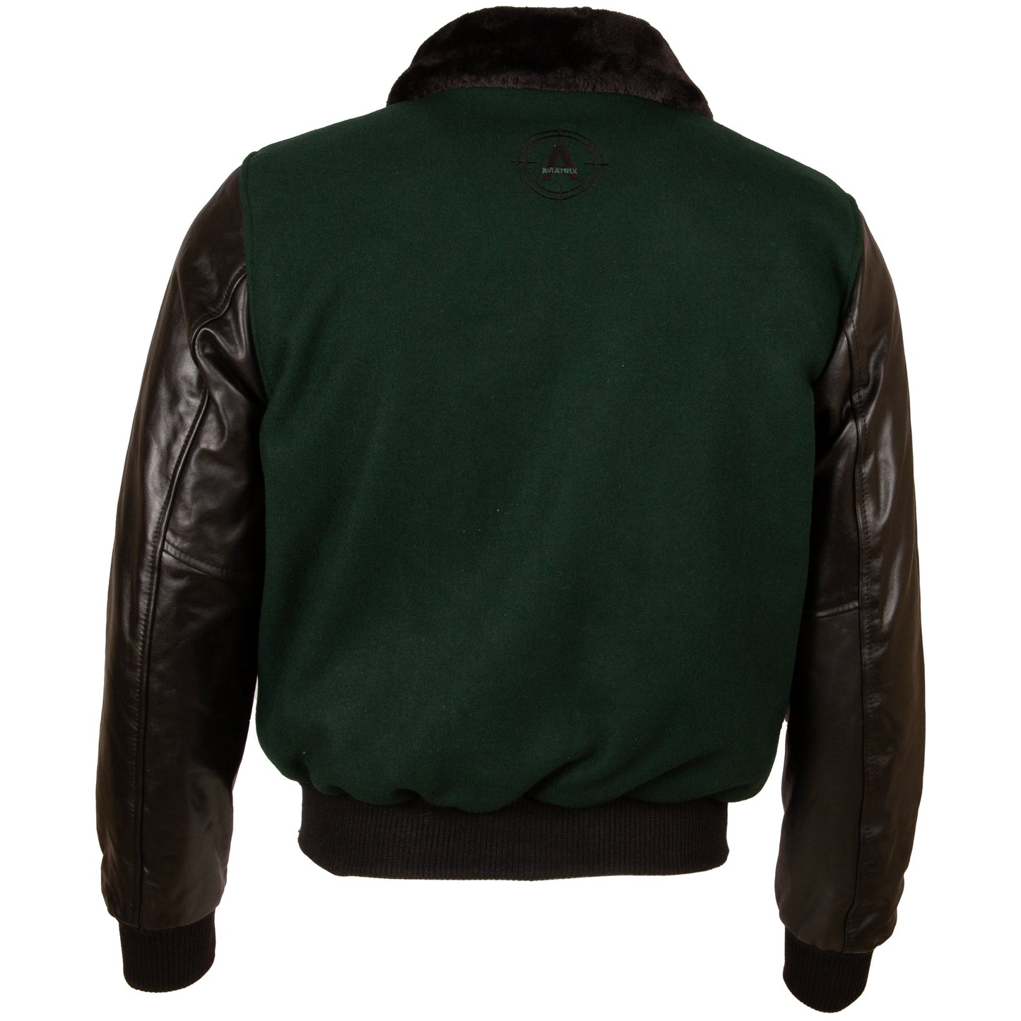 Men's Black Varsity Bomber Jacket - Leather & Wool