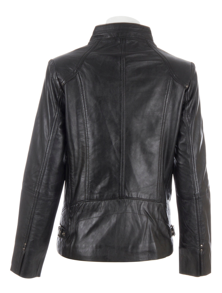 Black leather jacket on a white background