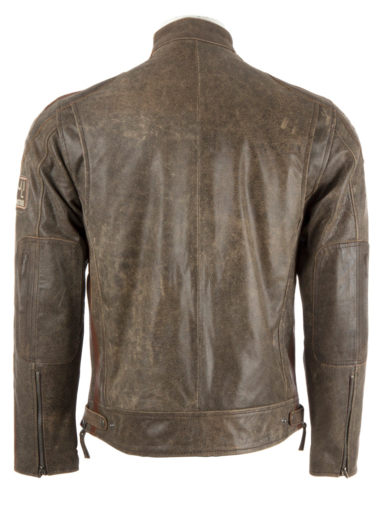 Brown leather jacket on a white background
