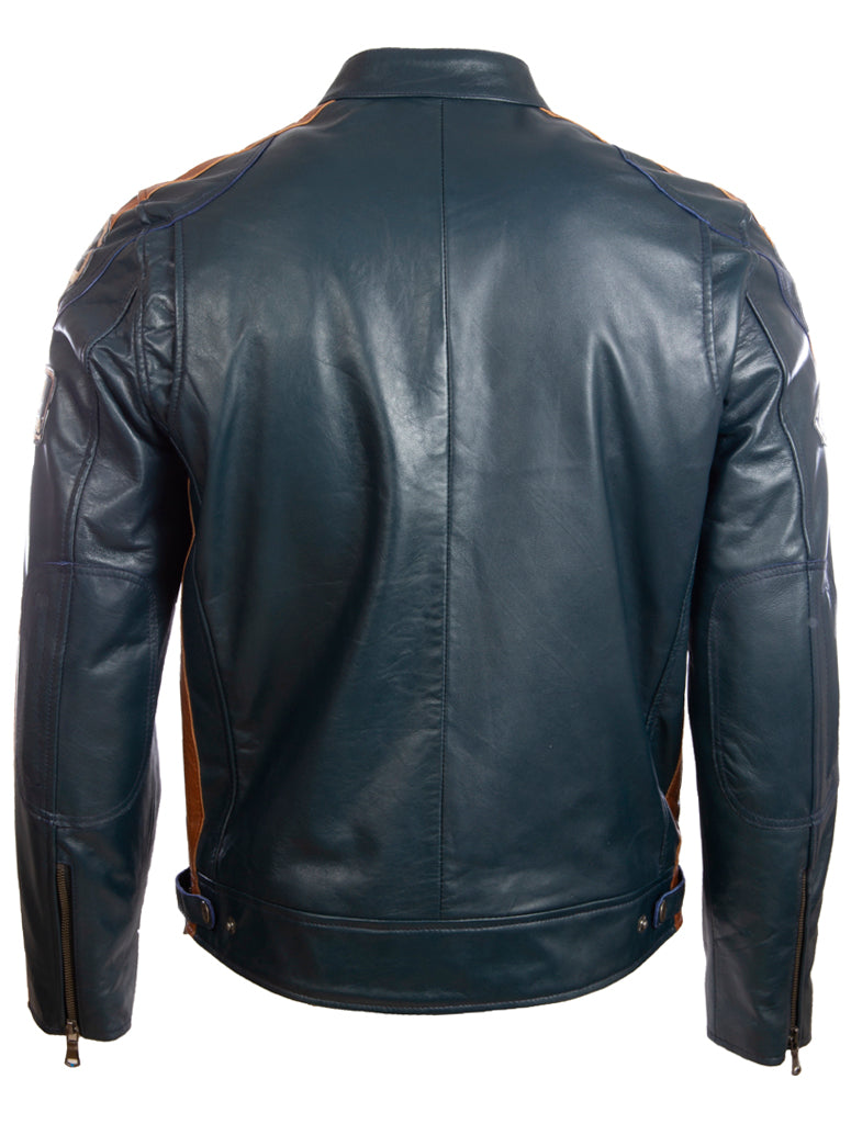 Black leather jacket on a white background