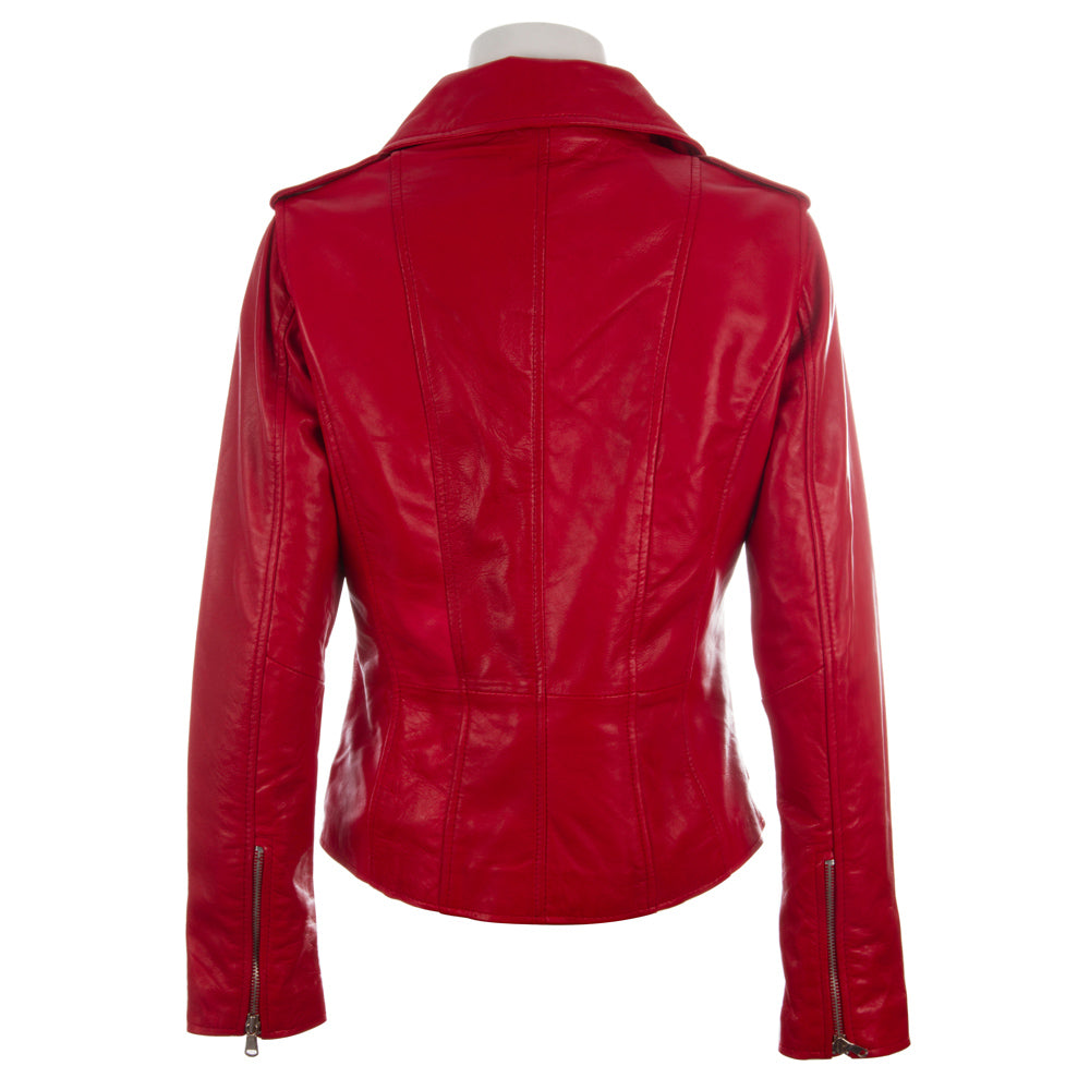 Red leather jacket on a white background