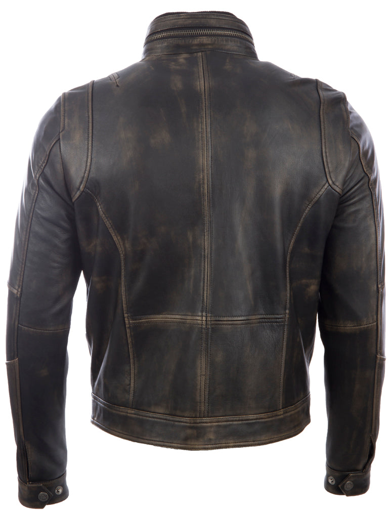 Men's Vintage Leather Biker Jacket - Vegas