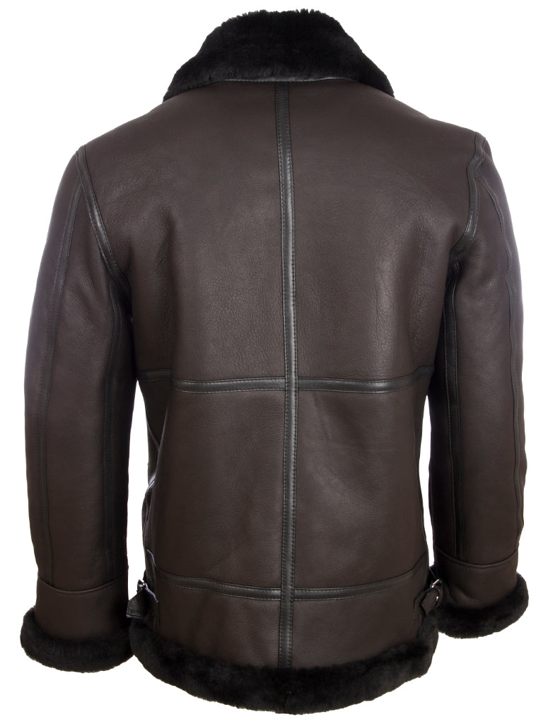 Men's Black Shearling Aviator Jacket - Sheepskin