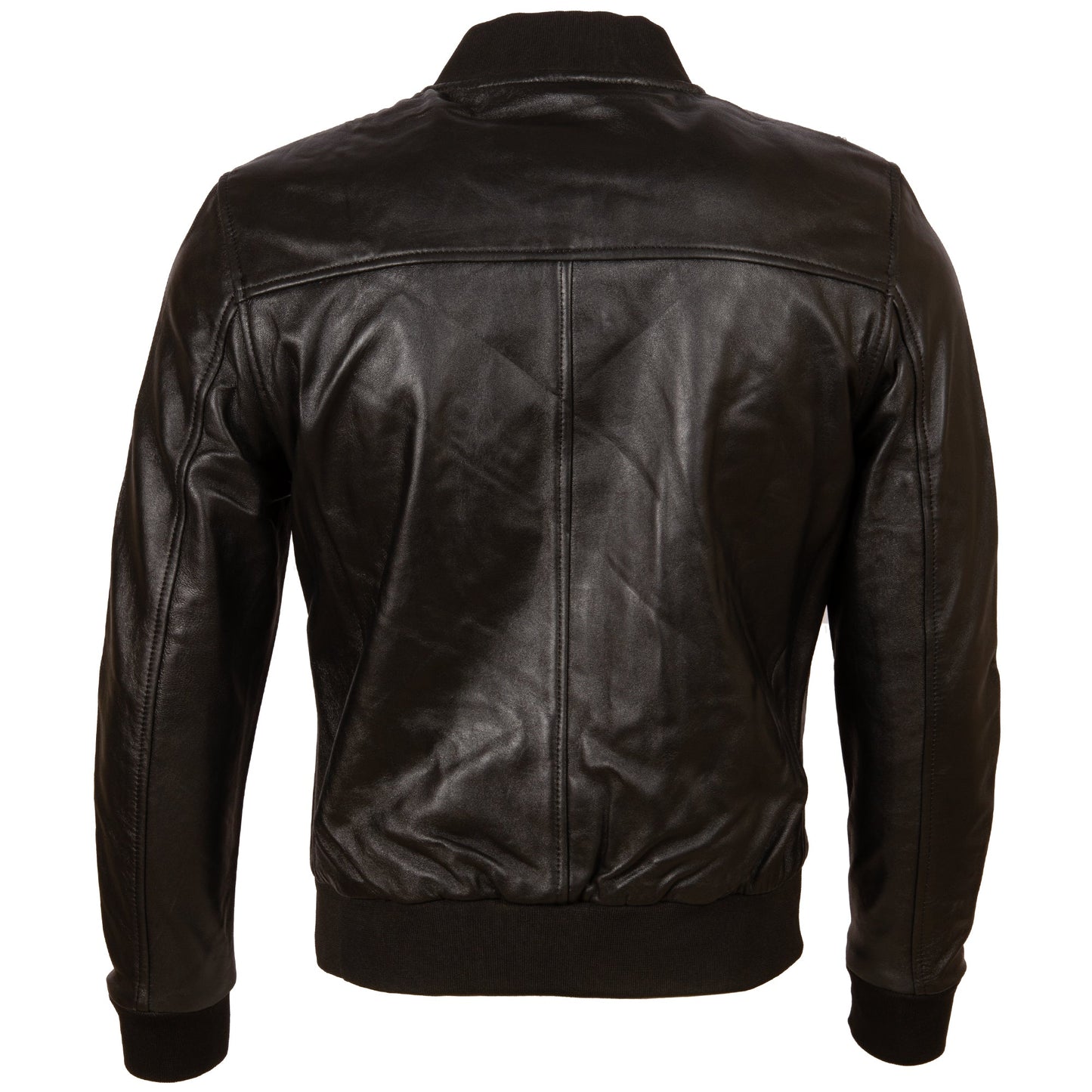 Men's Black Leather Bomber Jacket - London Style