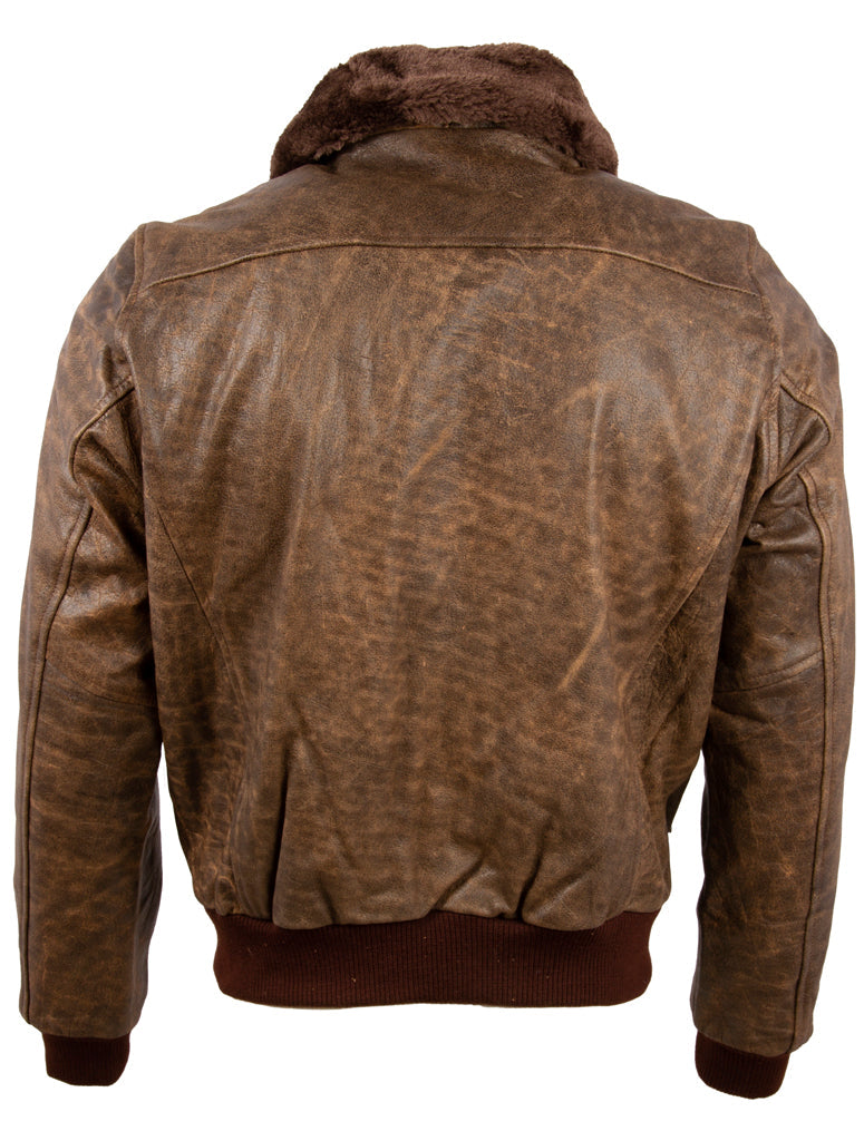 Men's Brown Vintage Cowhide Leather Bomber Jacket