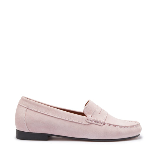 Pink loafer shoe on a white background