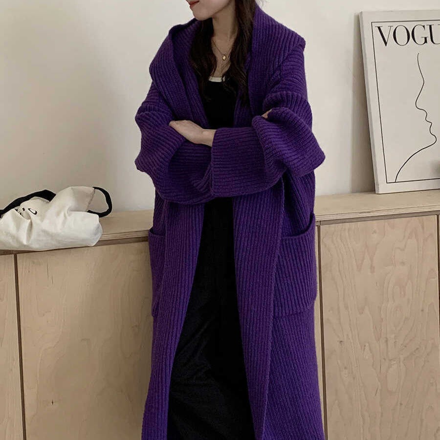 Women's Hooded Cardigan Coat - Long Loose Fit