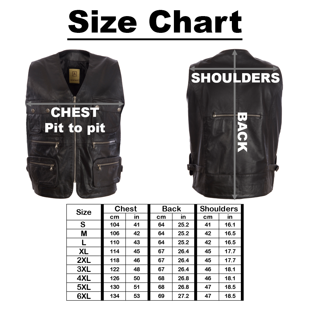Men's Black Leather Multi-Pocket Hunting Vest