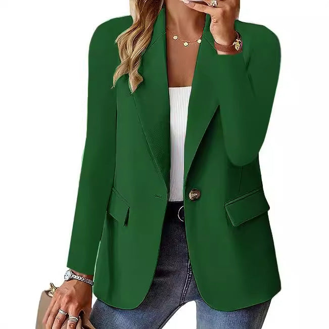Women's Solid Color Blazer Jacket - Long Sleeve