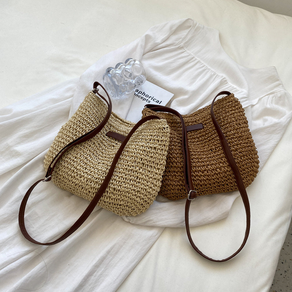 Women's Woven Straw Tote Bag for Beach & Travel