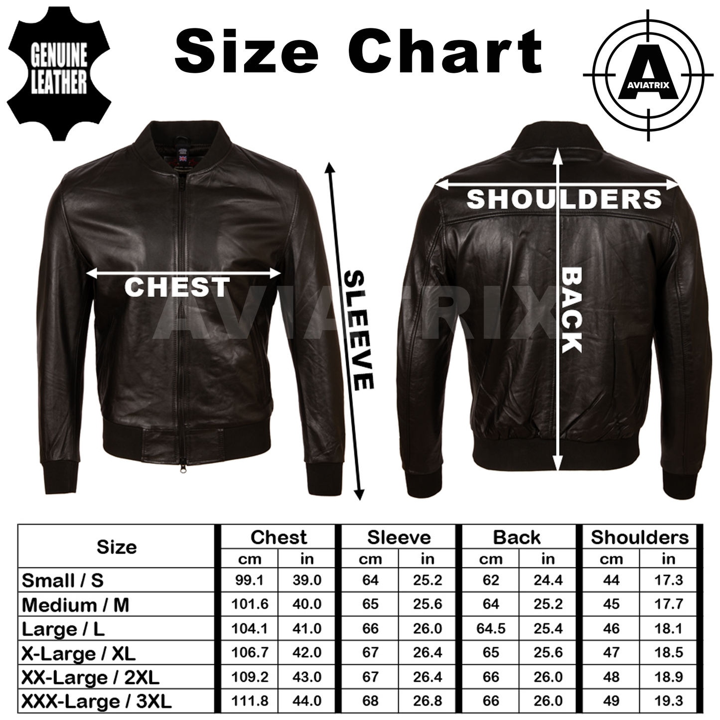 Men's Black Leather Bomber Jacket - Genuine Nappa
