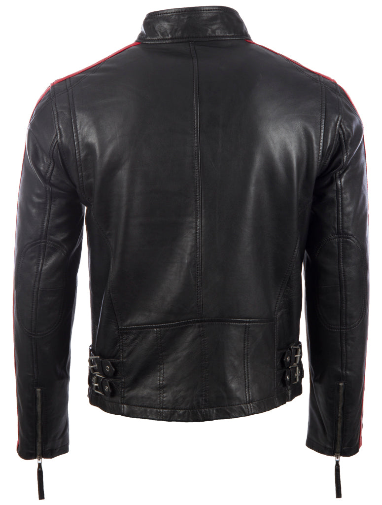 Men's Racing Biker Jacket | Genuine Leather Black