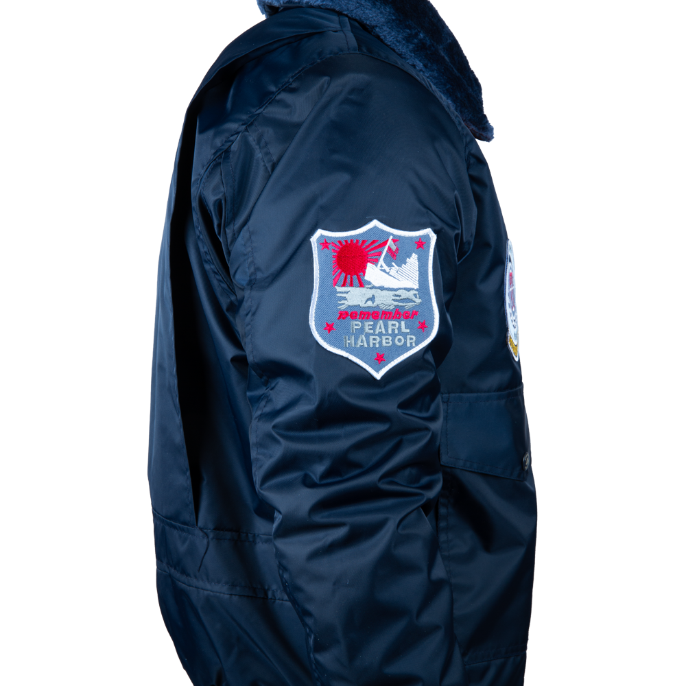 Men's Navy Aviator Bomber Jacket - Patch Badges