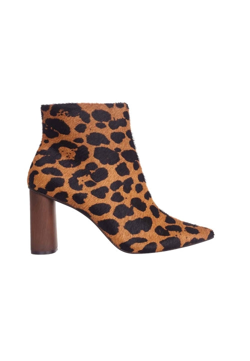Brown Animal Print Block Heel Ankle Boots