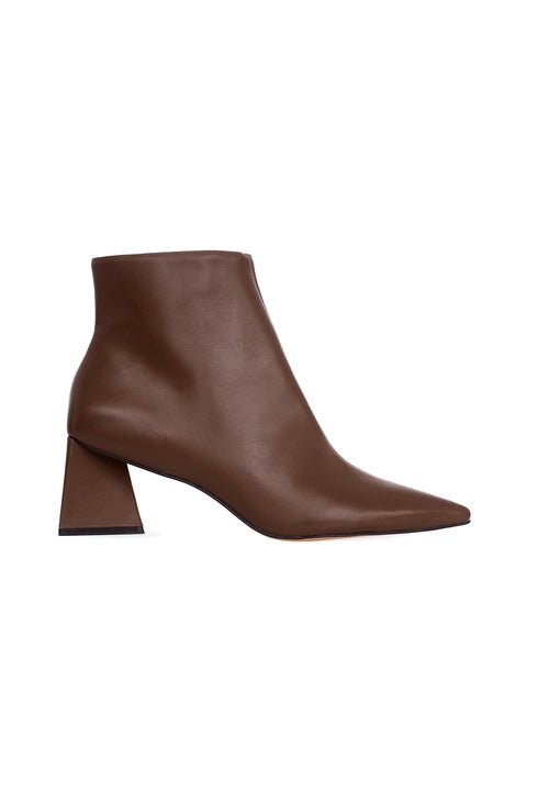 Brown ankle boot on a white background
