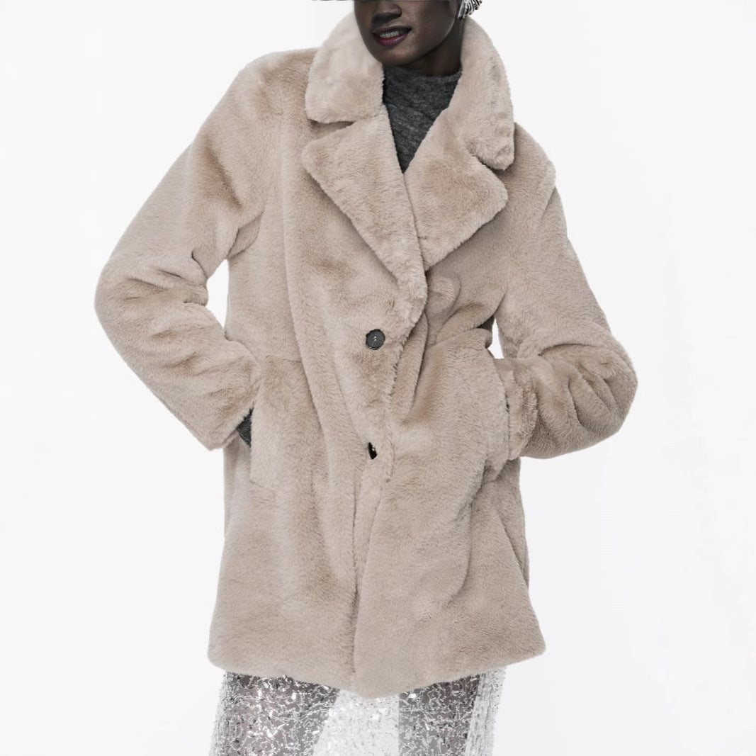 Women's Faux Fur Warm Mid-Length Winter Coat