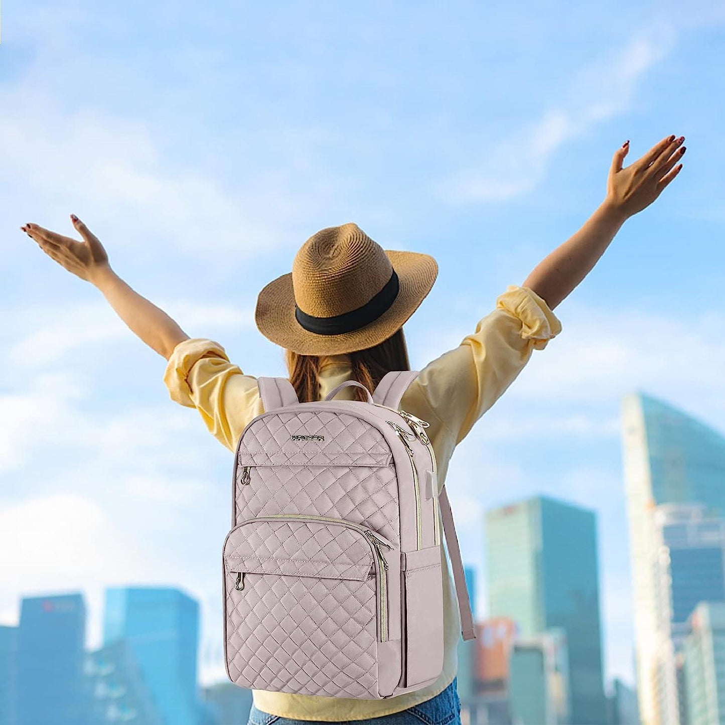 15.6" Laptop Backpack USB Charging Water Repellent