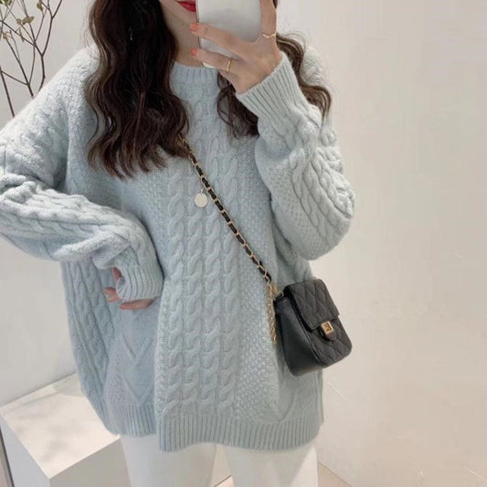 Hemp Flower Knit Sweater - Retro Loose Fit