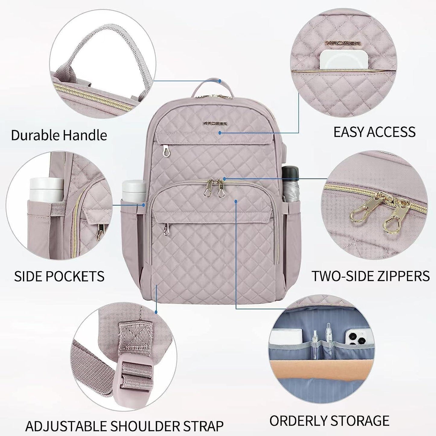 15.6" Laptop Backpack USB Charging Water Repellent