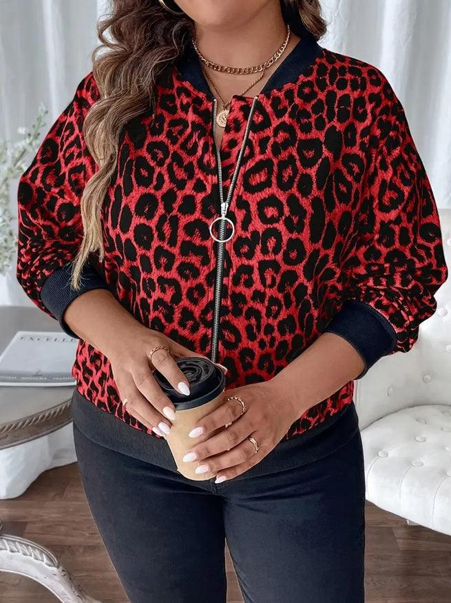 Women's Leopard Print Polyester Jacket