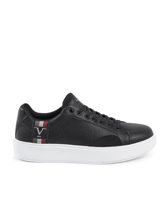 V Italia Men's Black Leather Sneakers - SNK 001