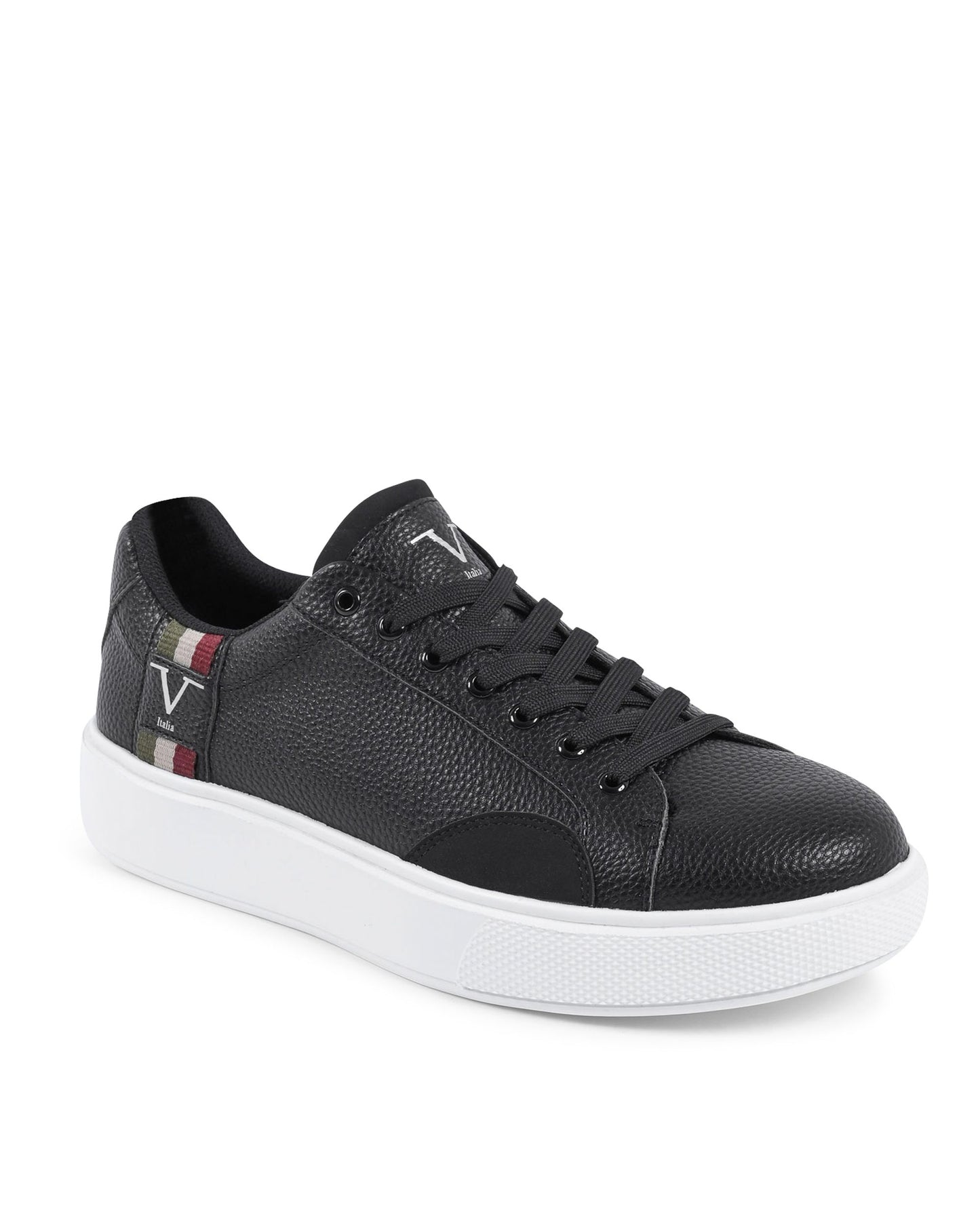 V Italia Men's Black Leather Sneakers - SNK 001