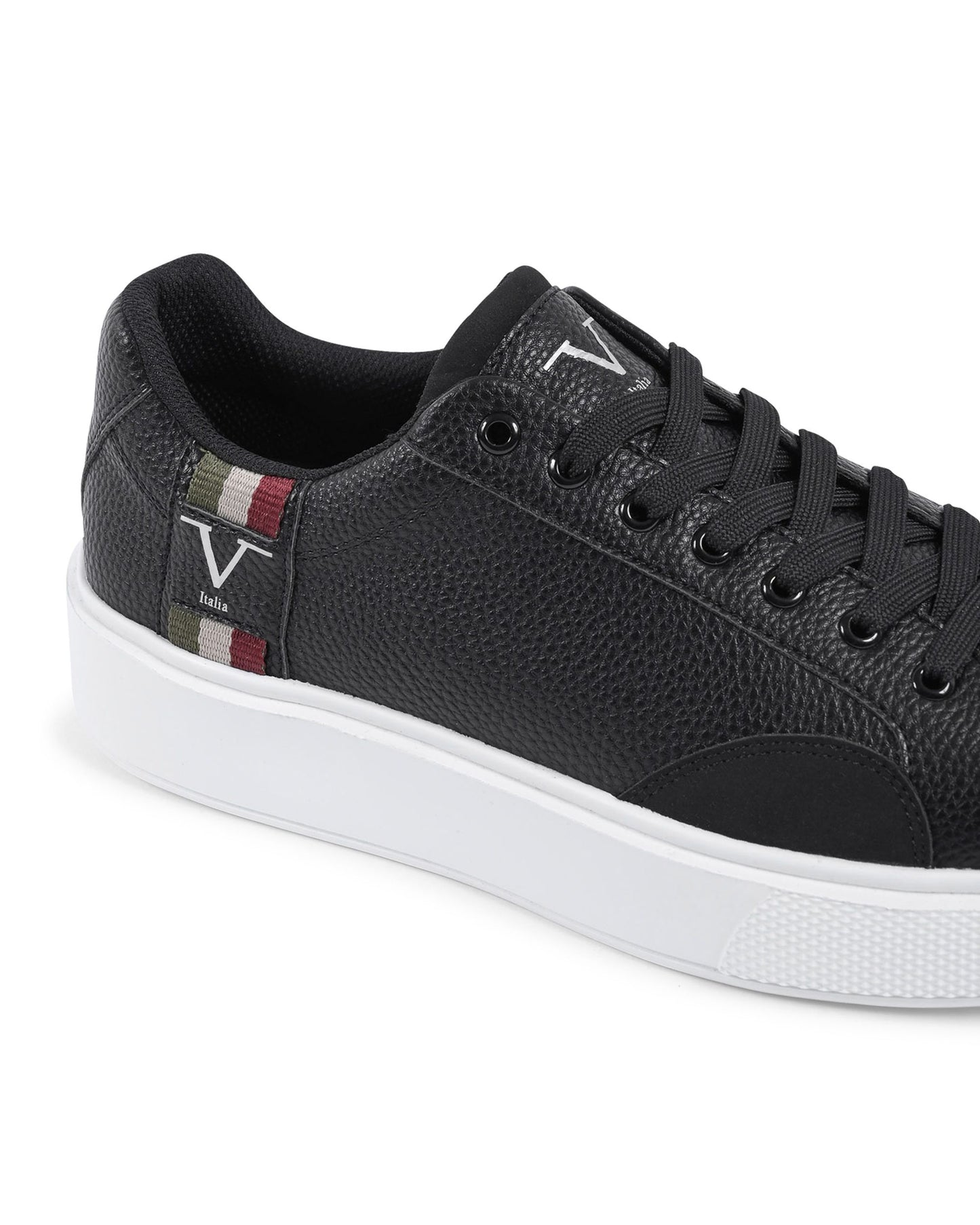 V Italia Men's Black Leather Sneakers - SNK 001