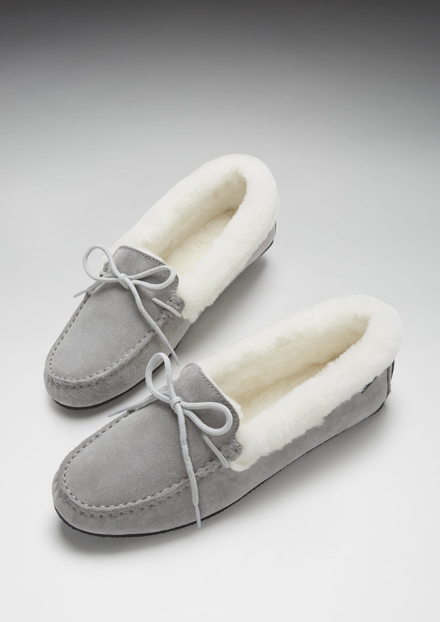 Women's Dove Grey Suede Sheepskin Slippers