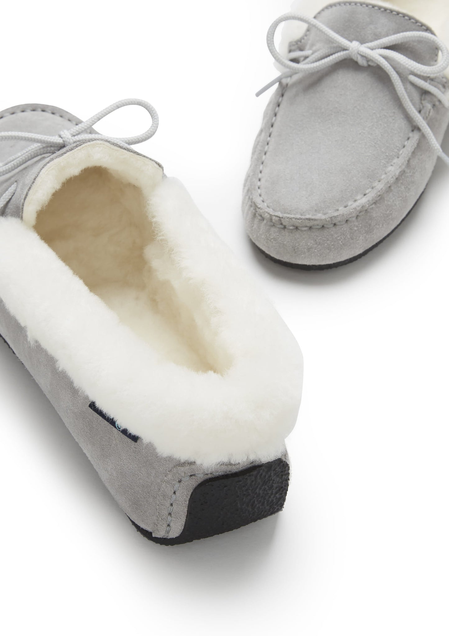 Women's Dove Grey Suede Sheepskin Slippers