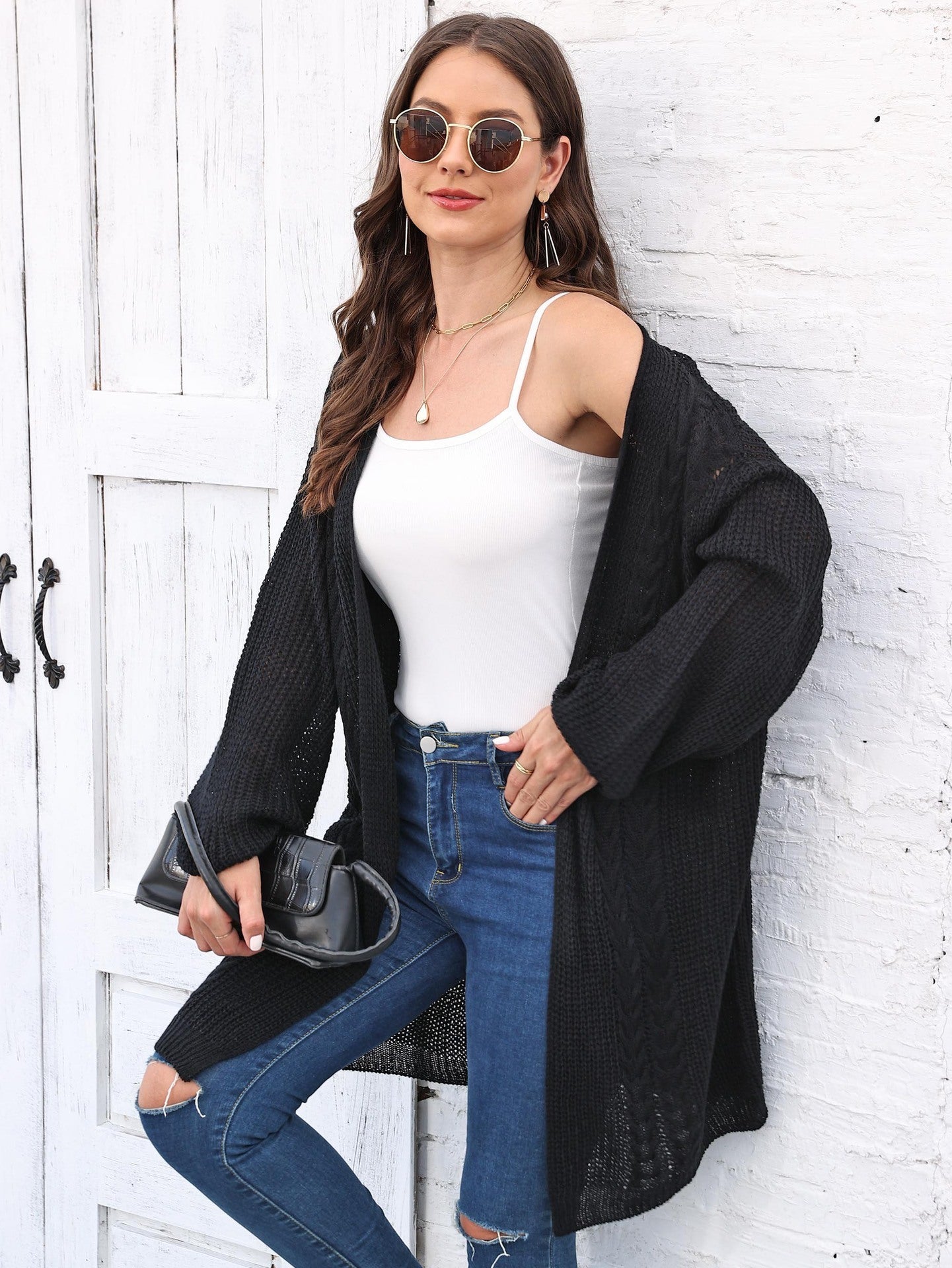 Women's Loose Knit Cardigan Sweater Coat