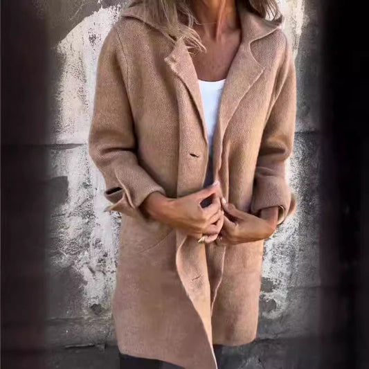 Women's Single Breasted Cardigan Coat with Pockets