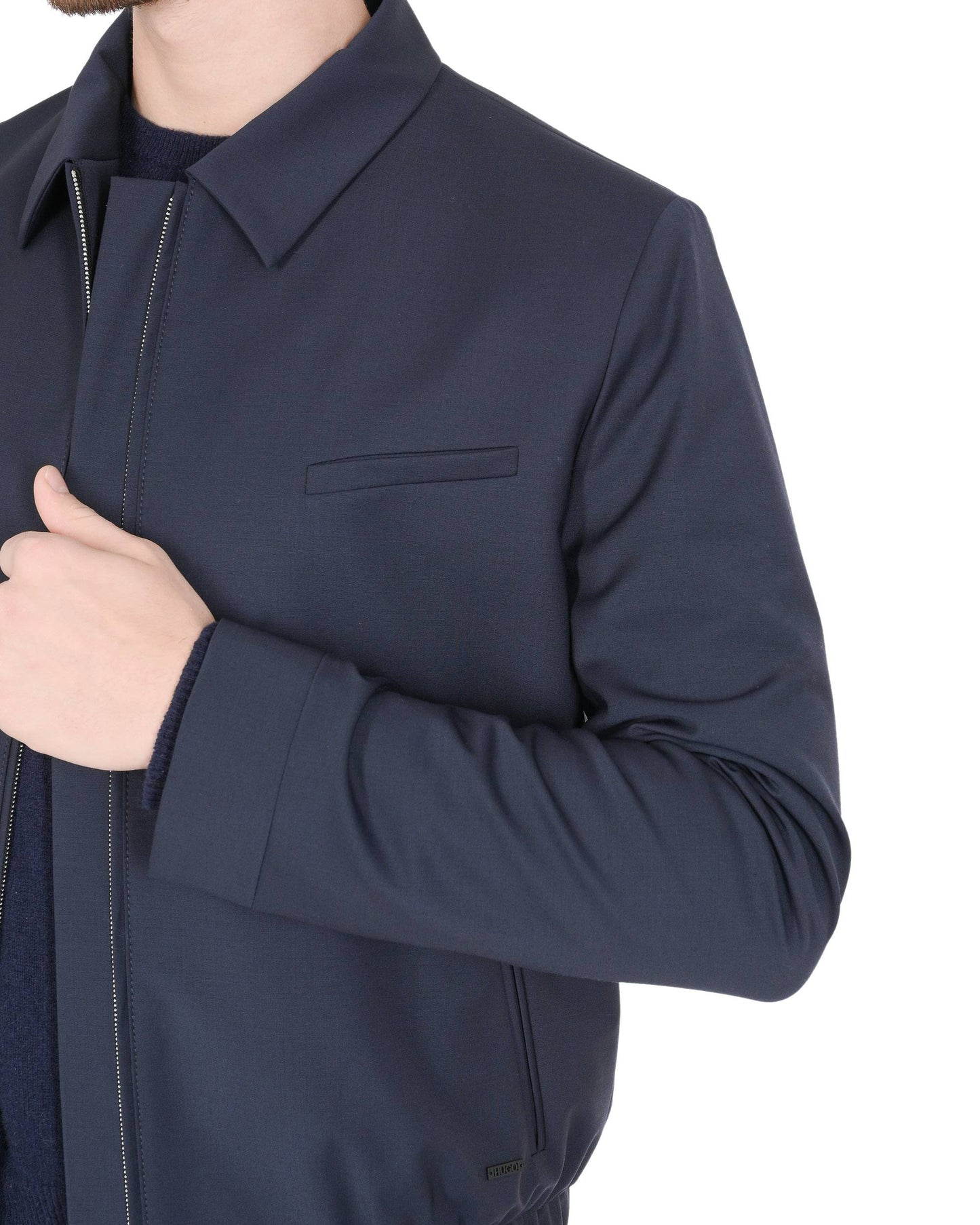 Hugo Boss Men's Dark Blue Wool Jacket - Premium Fit