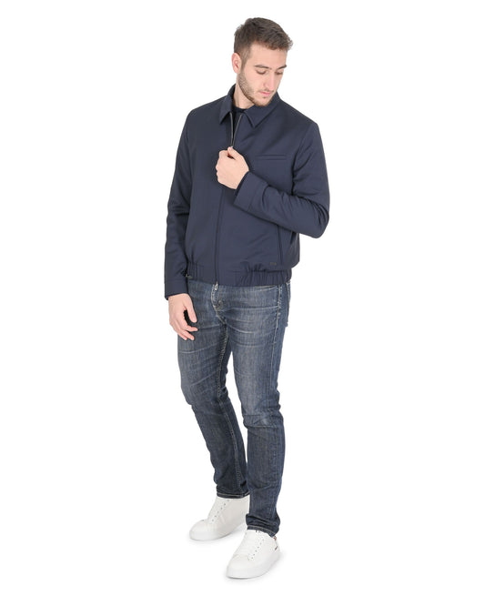 Hugo Boss Men's Dark Blue Wool Jacket - Premium Fit