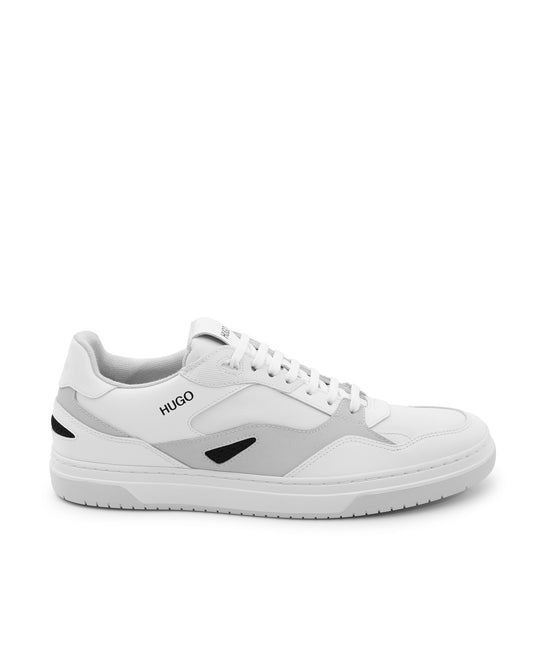 White sneaker with black accents on a white background