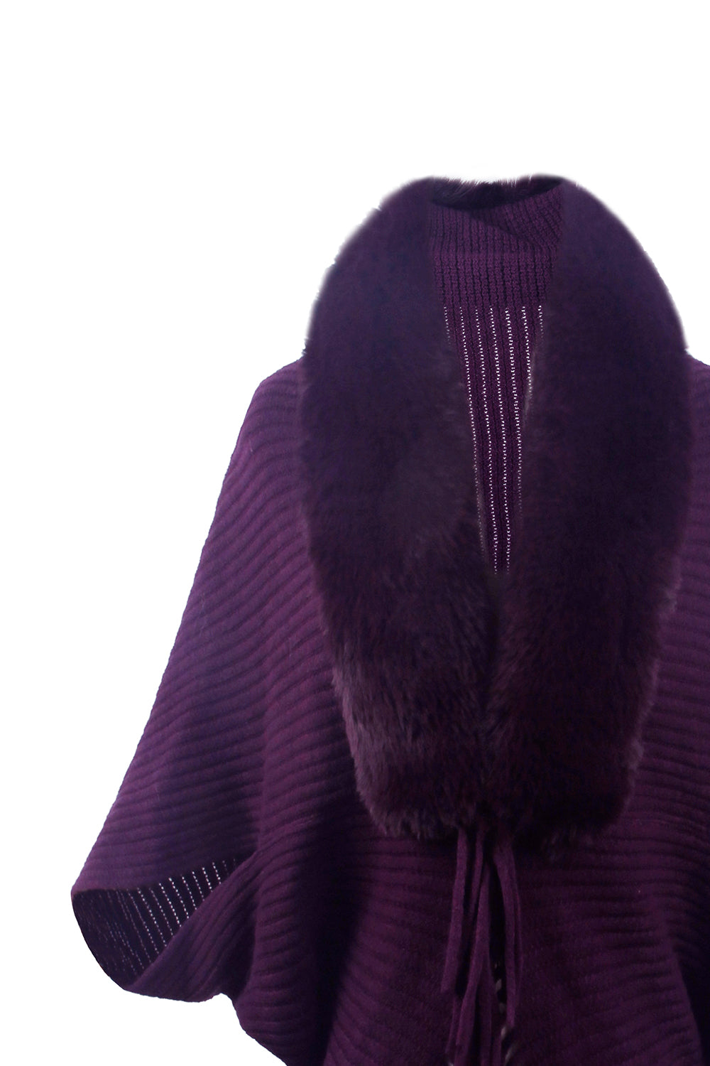 Purple garment with fur collar on a white background
