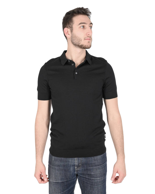 Hugo Boss Men's Black Virgin Wool Polo - 50414293