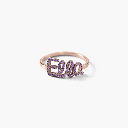 925 Sterling Silver Personalized Name Ring with Swarovski Stones - Custom Jewelry - Style Queenz