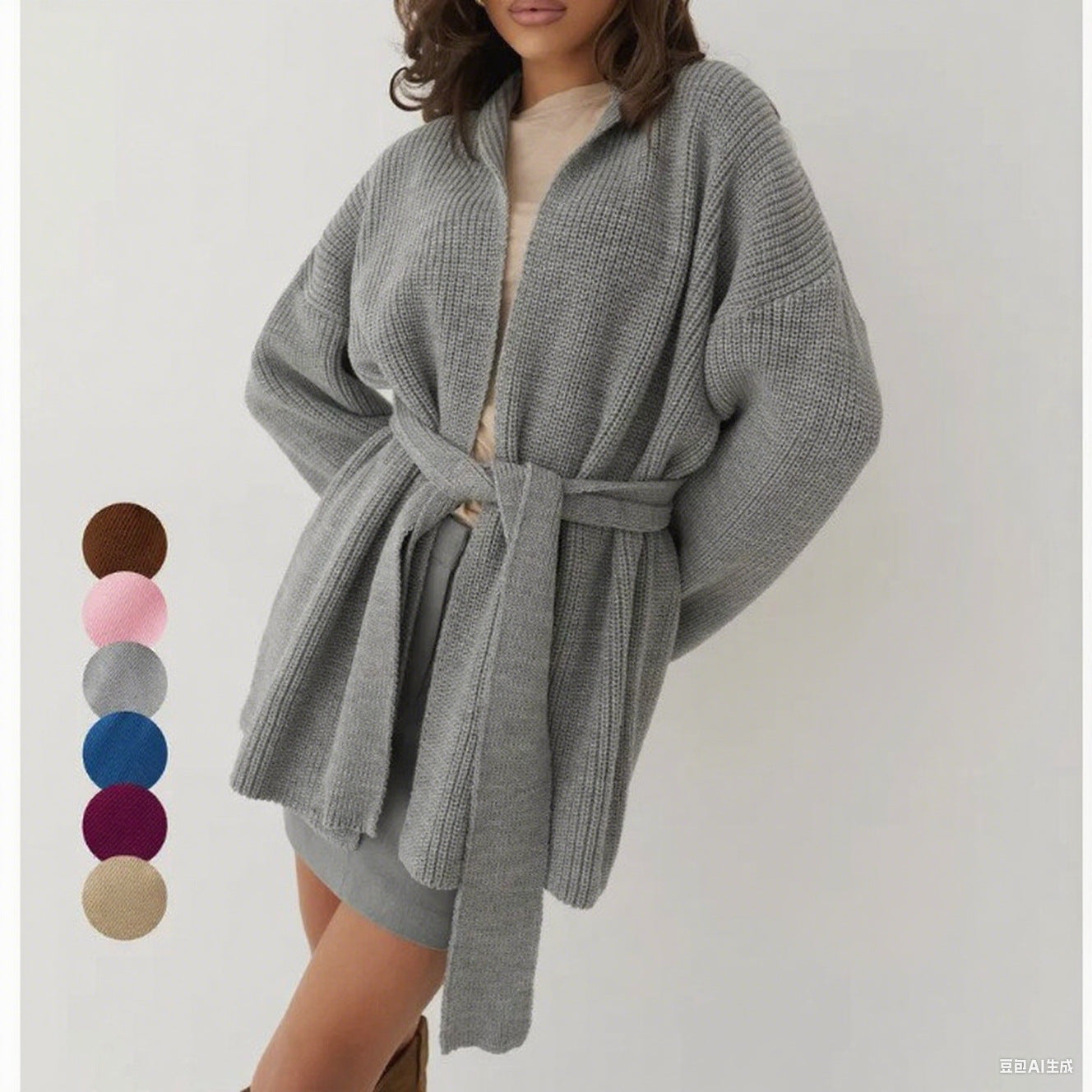 Women's Belted Knitted Cardigan Jacket