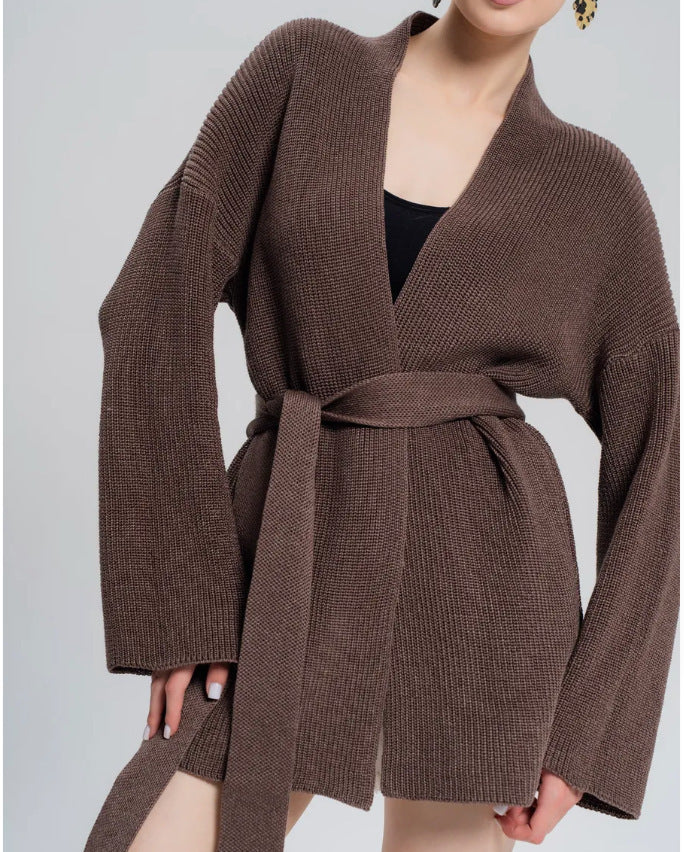 Women's Belted Knitted Cardigan Jacket