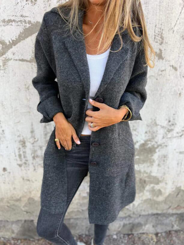 Women's Single Breasted Cardigan Coat with Pockets