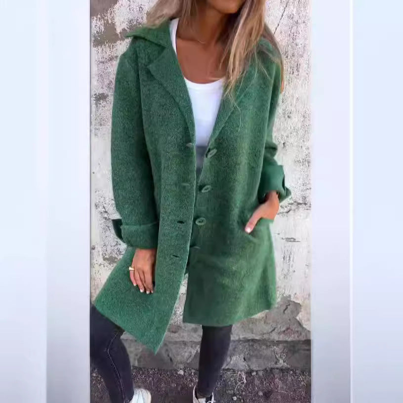 Women's Single Breasted Cardigan Coat with Pockets