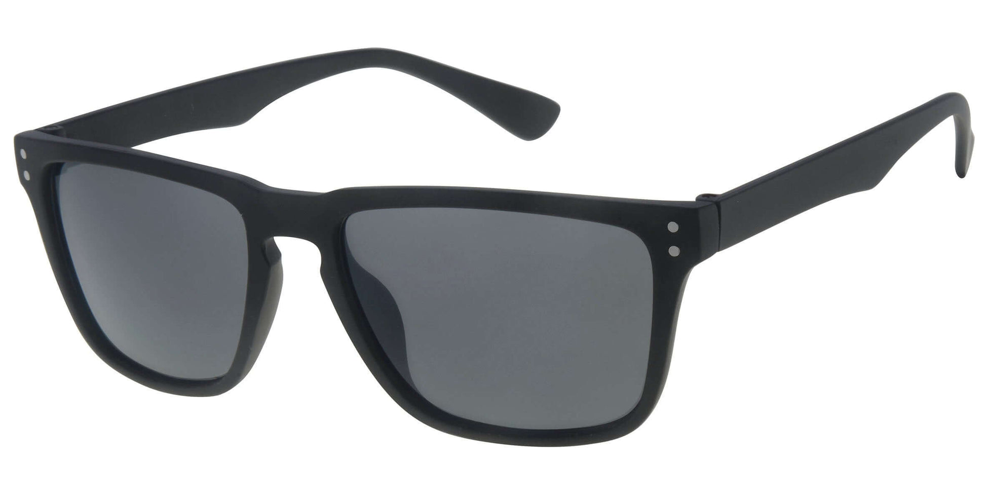Black sunglasses with dark lenses on a white background